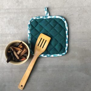 Cotton Pot holders –  Ocean Depth – Green, Set of 2