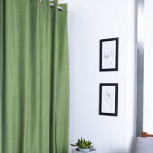 Cotton Curtain – Chambray – Fern Green