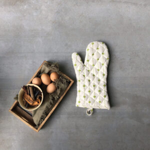 Cotton Oven Mitts –  Diamond Lines – Green, Set of 2