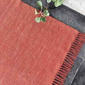 Cotton/Jute Rug – Handwoven – Rust Orange