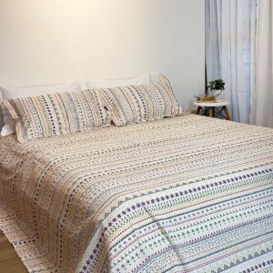 Cotton Bed Sheet – Mosaic Print – Yellow - With 2 Pillow Cases