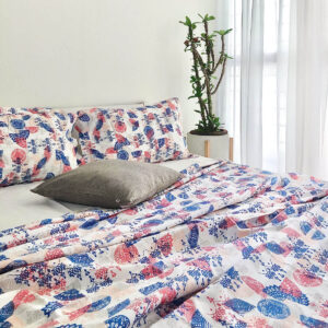 Cotton Bed Sheet – Scattered Semi Print – Red - With 2 Pillow Cases