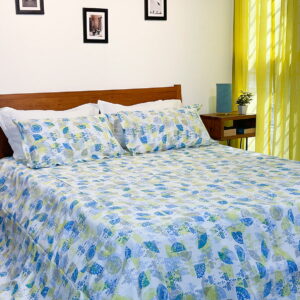 Cotton Bed Sheet – Scattered Semi Print – Yellow - With 2 Pillow Cases