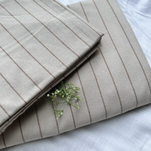 Cotton Bed Sheet – Silver Lining Stripes – Beige/Brown - With 2 Pillow Cases