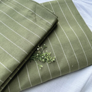 Cotton Bed Sheet – Silver Lining Stripes – Green/White - With 2 Pillow Cases