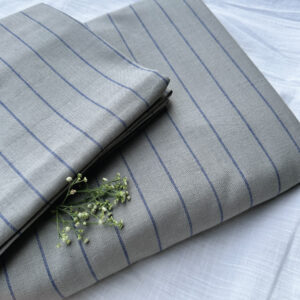 Cotton Bed Sheet – Silver Lining Stripes – Grey/Blue - With 2 Pillow Cases