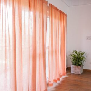 Cotton Sheer Curtain – Slub – Papaya Peach