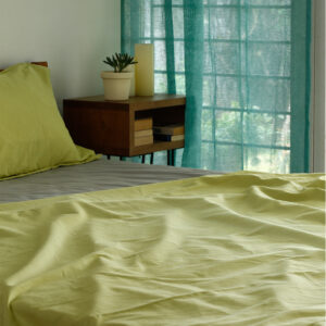Cotton Bed Sheet – Solid Weave – Lemon Green– With 2 Pillow Cases