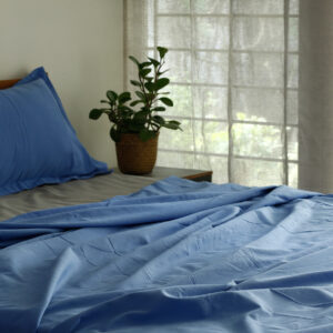 Cotton Bed Sheet – Solid Weave – Marine Blue– With 2 Pillow Cases