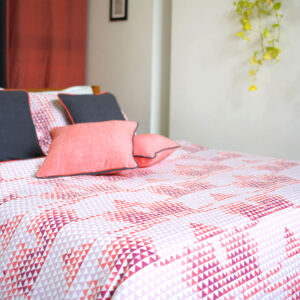 Cotton Bed Sheet – Star Triangle – Red - With 2 Pillow Cases