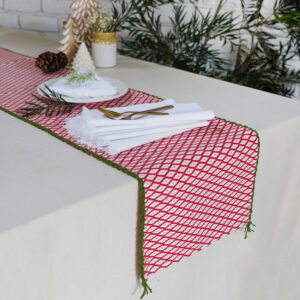 Cotton Table Runner – Christmas Diamond – Red