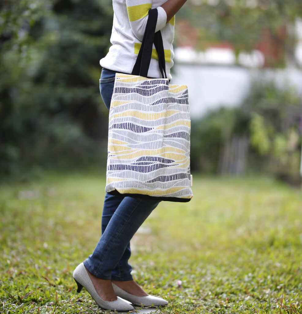 Cotton Tote Bag – Wave Texture – Lemon Chrome