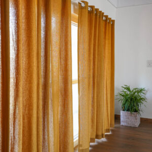 Cotton Curtain – Chambray – Mustard Yellow