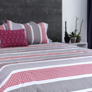 Cotton Bed Sheet – Broad Border Print – Pink - With 2 Pillow Cases