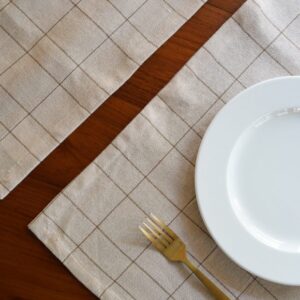 Beige Cotton Tablemats – Checks – Brown
