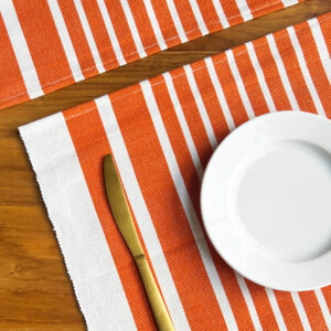 Cotton Tablemats – Coastal Lines – Orange