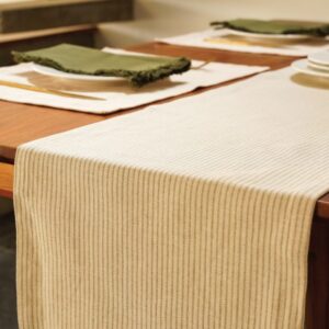 Cotton Table Runner – Fine Stripes – Green
