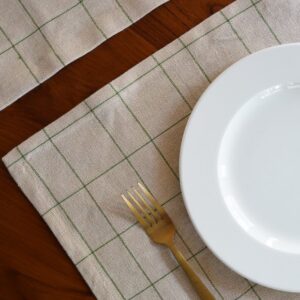Beige Cotton Tablemats – Checks – Green