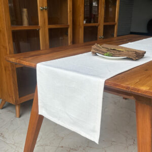 Cotton Table Runner – Kadoor Weave – Pristine White