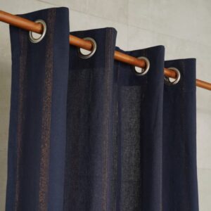 Cotton Curtain – Zari Stripes – Indigo