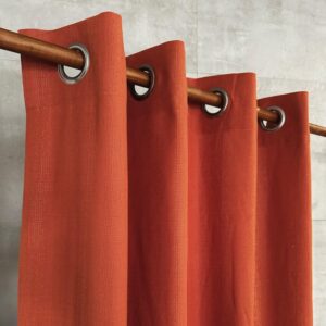 Cotton Curtain – Zari Stripes – Rust Orange