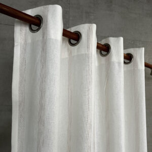 Cotton Curtain – Zari Stripes – White