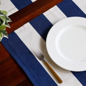 Cotton Tablemats – Cabana Stripes – Blue/White