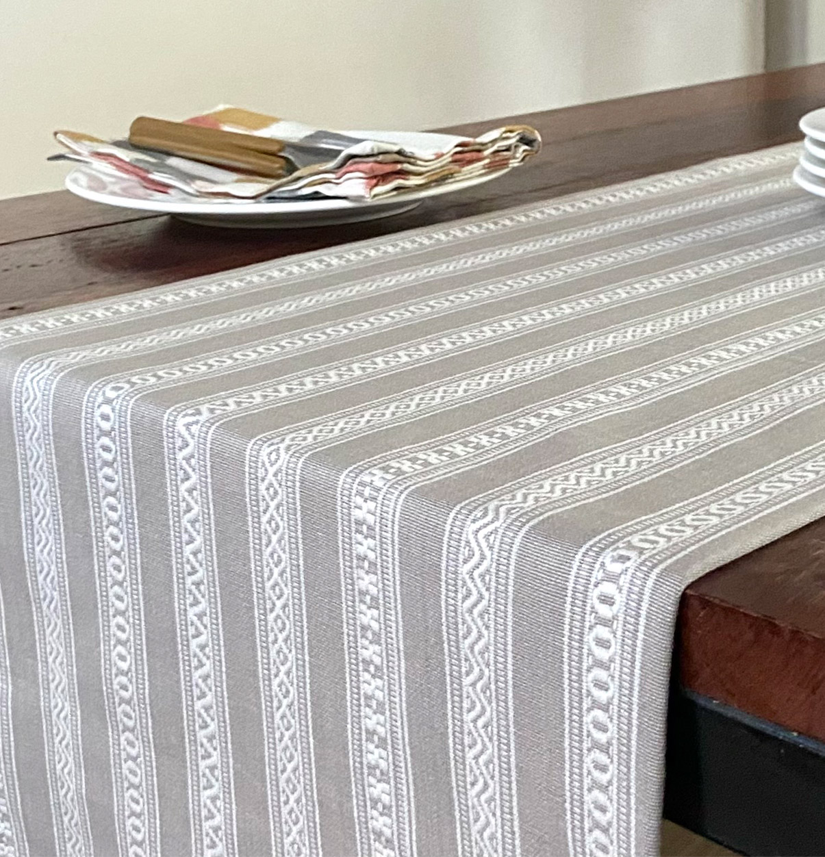 Cotton Table Runner – Vintage Weave – Grey