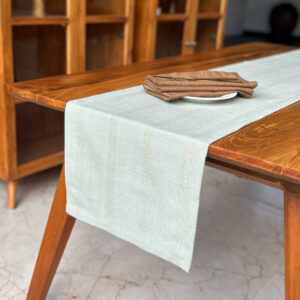 Cotton Table Runner – Zari Stripes – Desert Sage